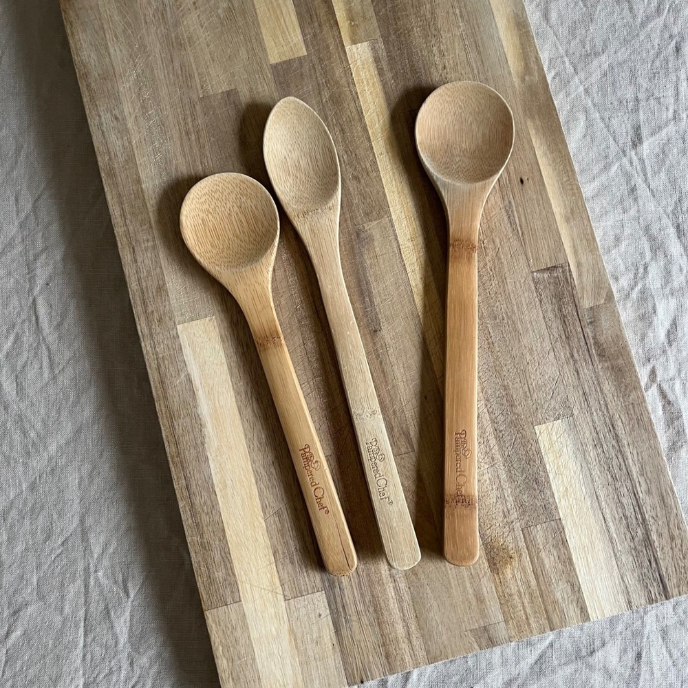 Pampered Chef Bamboo Spoon Set of 3